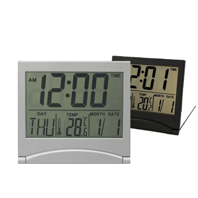 Réveil numérique pliable avec station météo LCD et affichage minuterie