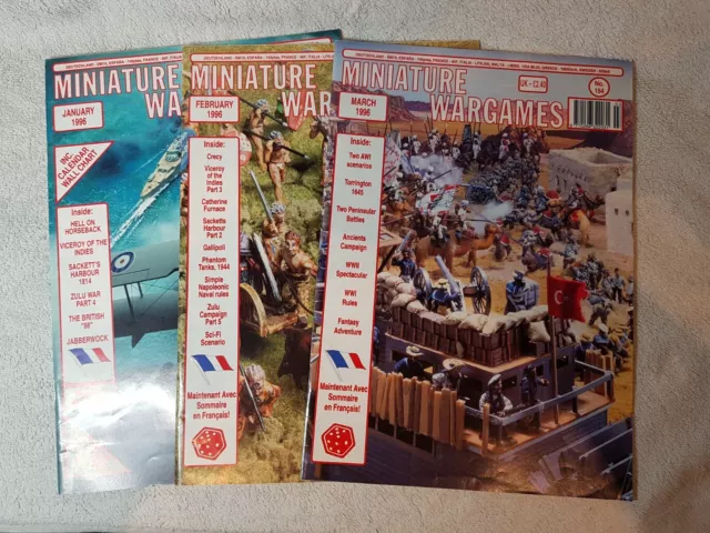 3x Miniature Wargames Magazine #152 Jan #153 Feb #154 March  1996