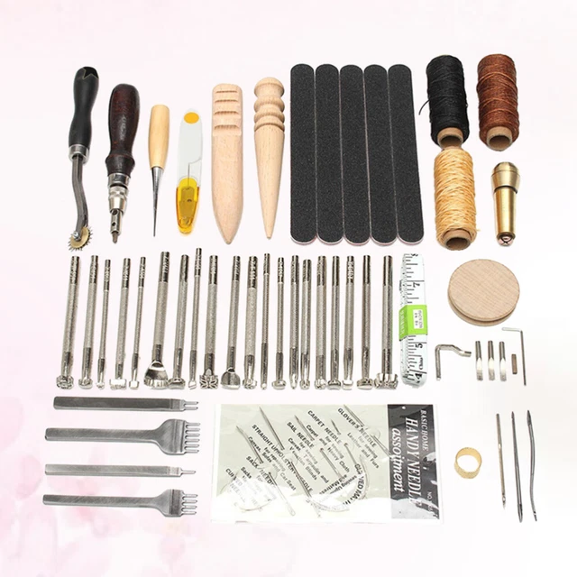 59 PIEZAS/Set Kit Para Fabricación Cuero Bolsa Herramientas Costura A Mano