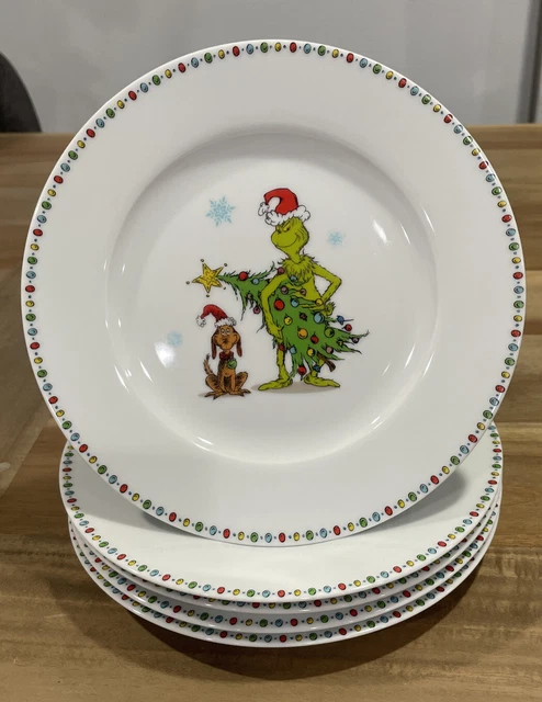 Dr. Seuss The Grinch and Max Collectible Christmas 8” Salad Plates Set Of 5