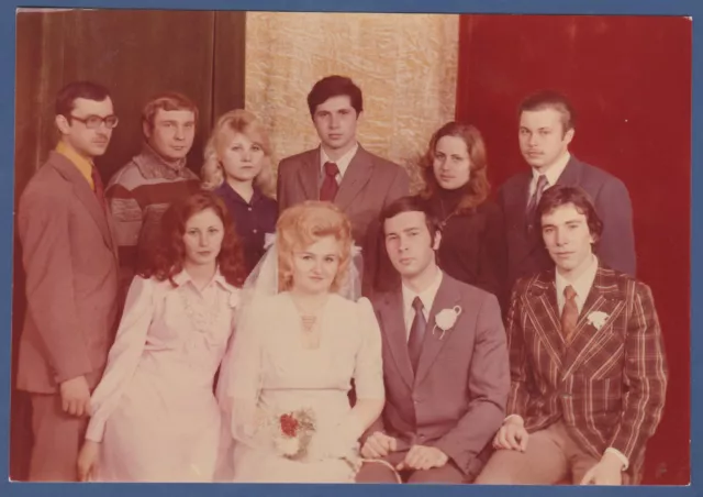 Guys and girls at a wedding photo shoot Soviet Vintage Photo USSR