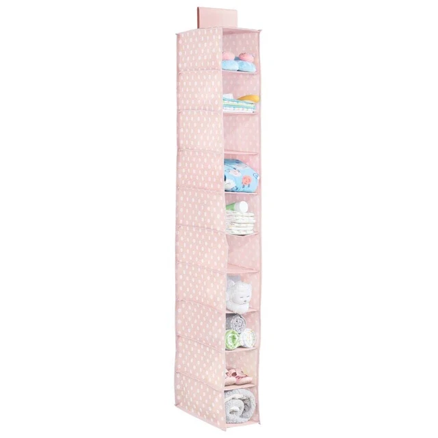 mDesign Soft Fabric Over Closet Rod Hanging Storage Organizer with 10 Shelves