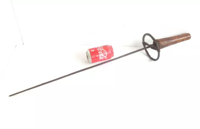 💥 32+" ANTIQUE wrought iron cooking roasting SKEWER fireplace hearth PRIMITIVE