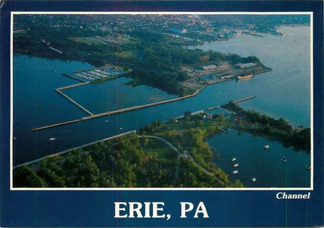 Postcard Aerial View of Presque Isle Bay & Lake Erie Erie Pennsylvania, PA