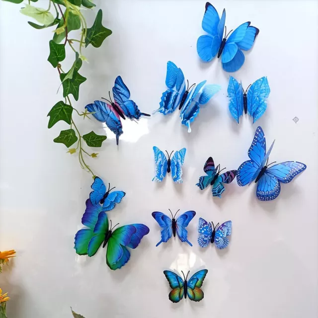 Autocollants de décoration de pièce pack de 12 autocollants muraux papillon 3D