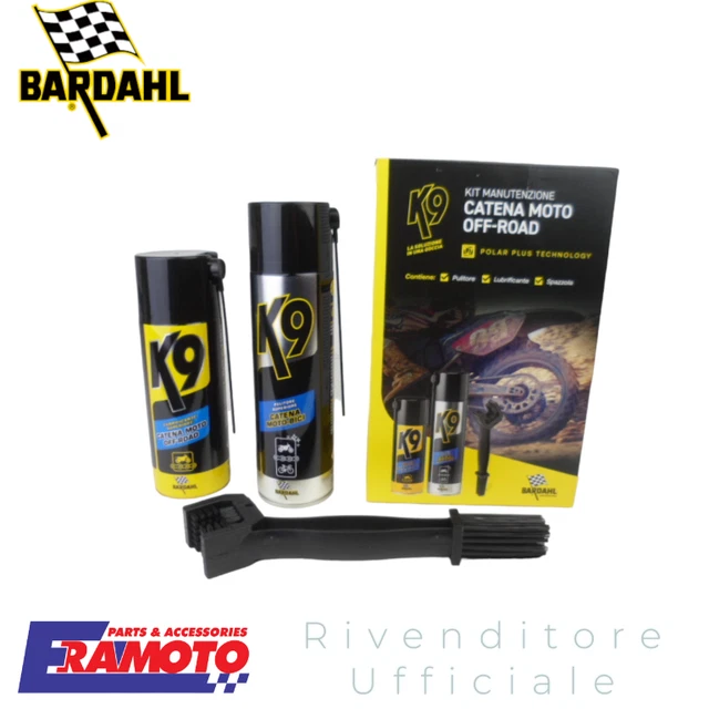 Kit Pulitore Catena ORIGINALE BARDAHL K9 MOTO OFF-ROAD + Lubrificante + Spazzola