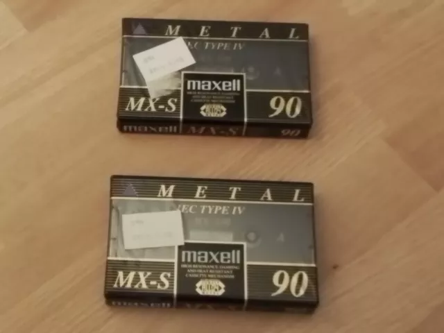 2 Stück Maxell MX-S 90 Musikkassetten originalverpackt, verschweisst
