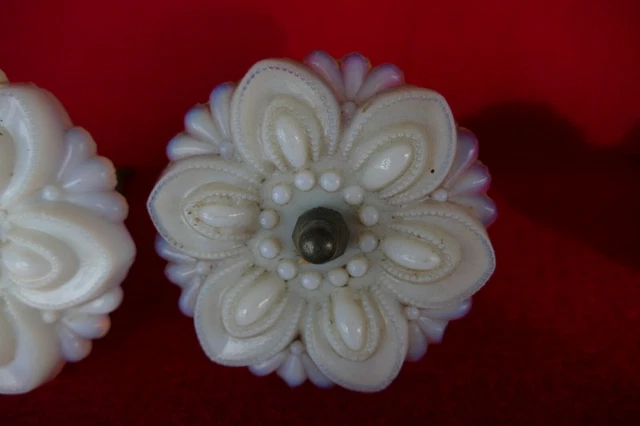 a pr antique white opalescent curtain tieback 3 inch diameter 3