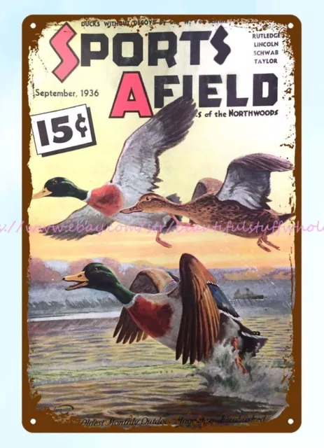 home garden decoration 1936 Sports Afield flying ducks metal tin sign