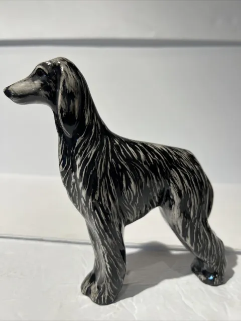 Afghan Breed Dog Figurine Ceramic Hobbyist Art Hand Painted 6.5” Vintage *chip