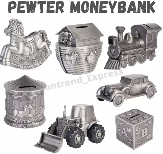 Pewter Moneybank Money Box Christening Boxed Gift Brand New