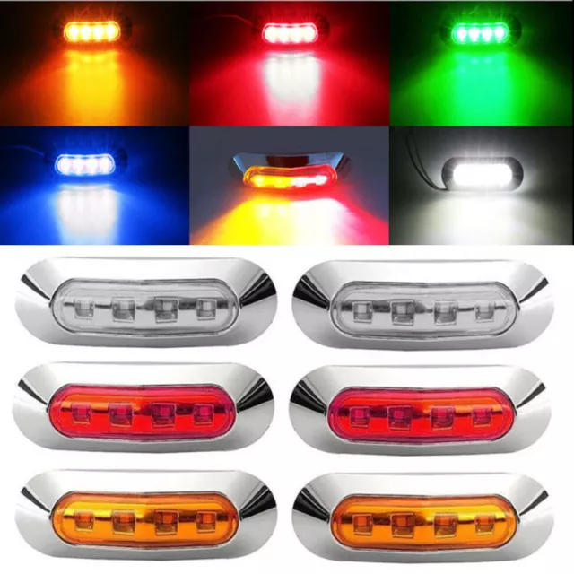 12V 24V LED Side Marker  Lights  Car Truck Trailer Lights Bar Chrome Bezel