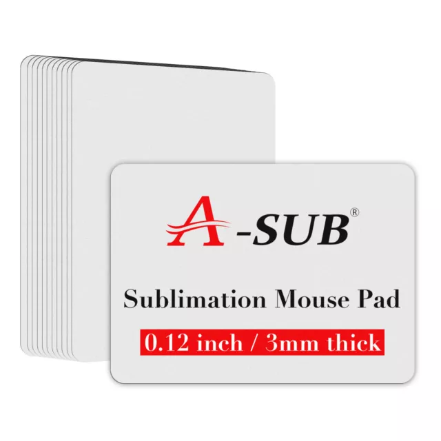 A-SUB Sublimation Mouse Pad 9.4"x7.9"x0.12" Thick White Gaming Mouse Pad 11PK