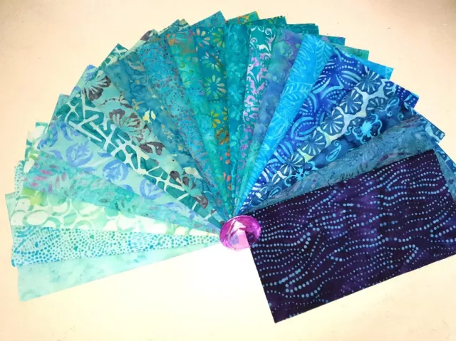 40 x Batik Fabric Quilting Sewing Layer Cakes 10" x 10" Squares Ocean Marine