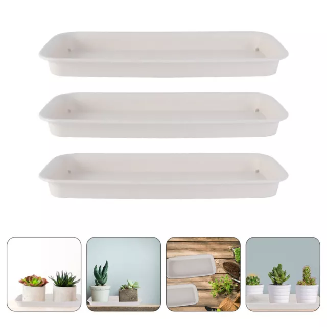 Rectangular Plant Tray 3 Pcs Plastic Flowerpot Holders Balcony Water Trays-LR