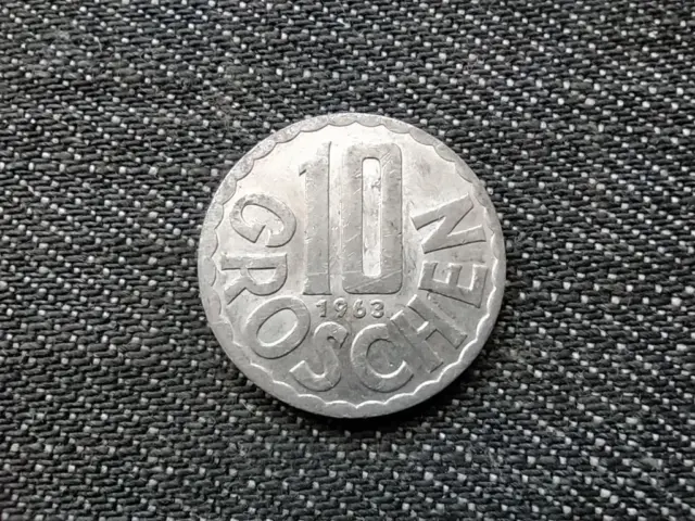 Austria 10 Groschen Coin 1963