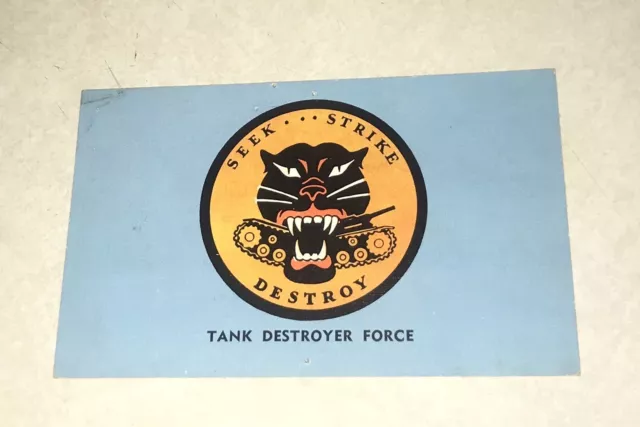 Vintage Postcard Camp Hood Tx. WWII Tank Destroyer Forces Black Panther UNUSED