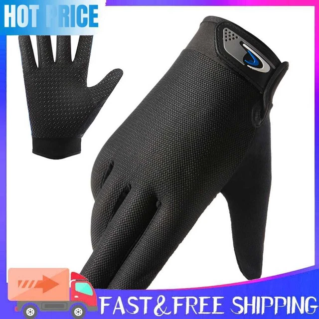 Full Finger Men Gloves Touch Screen Mesh Sports Cycling Hand Gloves (Black)