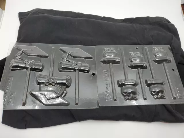 Chocolate Candy Mold GRADUATION CAP & APPLE AND PENCIL LOLIPOPS