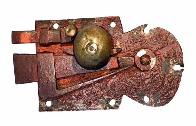 Vintage Antique Brass Door Knob Hanle And Lift Latch Lock Rare Rustic Hardware