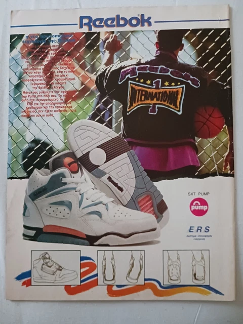 VINTAGE 1991 REEBOK PUMP SXT BASKETBALL SHOES Poster Print Ad