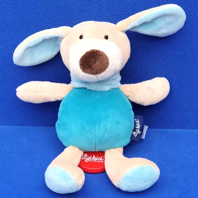 Sigikid Dog Turquoise Stuffed Game Clock Lullaby Dog Blue Collection 41855