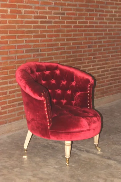 Barock Sessel Barocksessel Lehnstuhl Antik Massiv rot weiß Polstermöbel Vintage