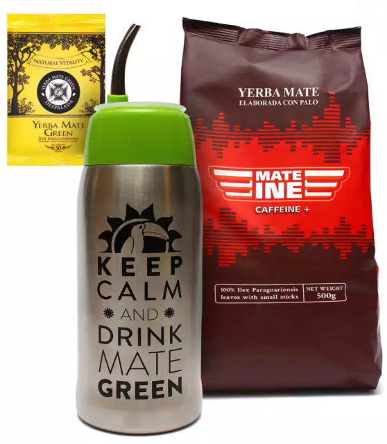 Yerba Mate Plastic Set Yerbomos 0.5L Mate Energy Thermos Tea Bombilla