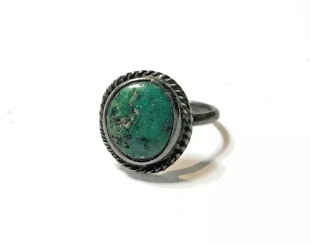 Old Navajo Sterling Silver & Turquoise Child’s or Pinkie Ring