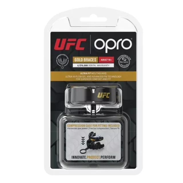 Opro Or UFC Adultes Bretelles Protège-dents Noir Mma Boxe Arts Martiaux 2