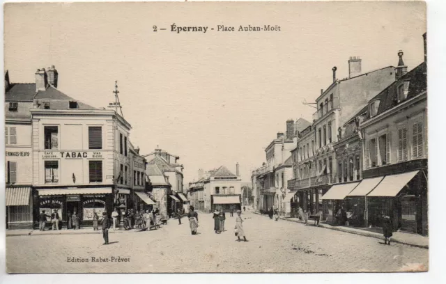 EPERNAY - Marne - CPA 51 - the streets - Place Auban Moet - the café tobacco