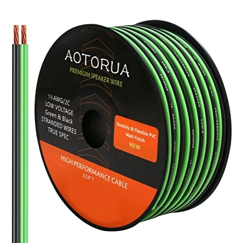 50ft 18 Gauge Hookup Electrical Wire 2 Conductor 18/2 Awg Stranded Flexible Para