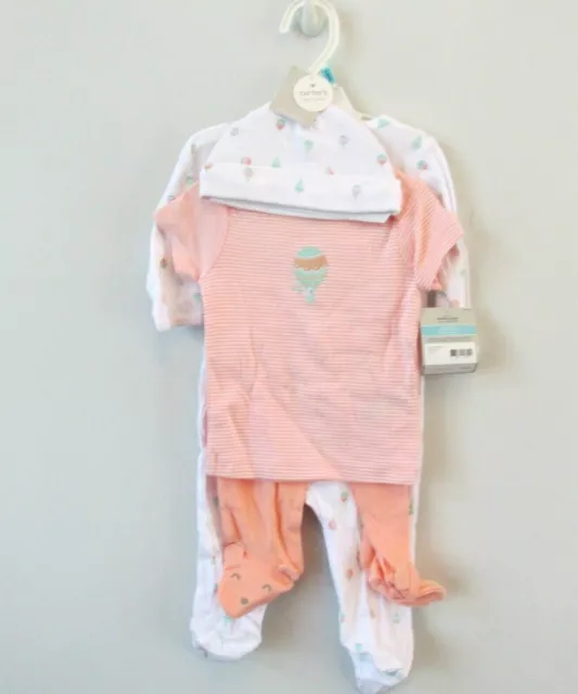 NEW Carters Baby Girl Outfit Layette Hot Air Balloons 6 Months Pants 4 Pc Set