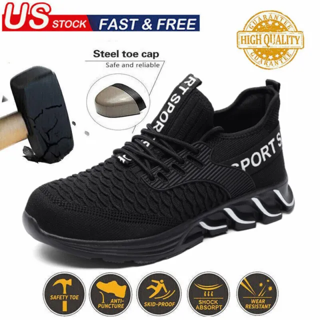 Mens Safety Shoes Steel Toe Cap Work Boots Indestructible Breathable Sneakers US