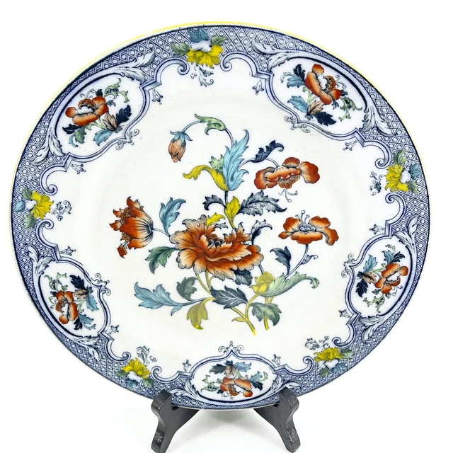 Antique Rare Cauldon England Bone China Cabinet Dinner Plate Floral Transferware
