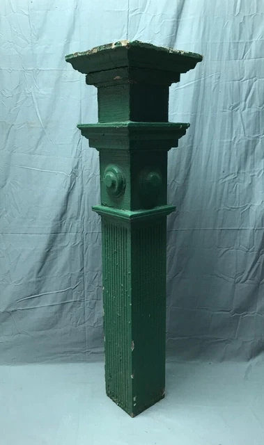 Vintage Shabby Green Fluted Bullseyes Porch Post 6x42 Old Chic Garden 1208-22B 4