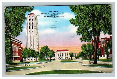 Vintage 1939 Postcard The Mall University of Michigan Campus Ann Arbor Michigan
