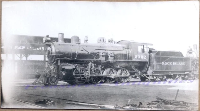 1930s Rock Island Railroad Line #2002 Steam Engine 2-8-0 Locomotive Train Photo