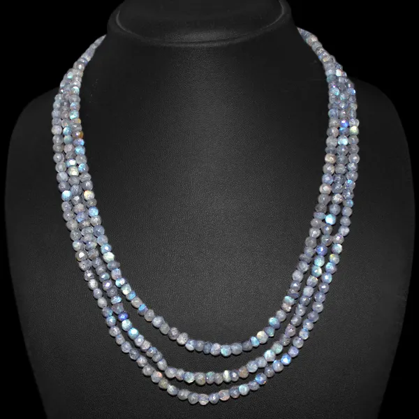 Truely Aaa 240.00 Cts Natural 3 Strand Labradorite Beads Necklace (Rs)