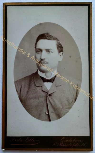 orig. CDV Foto Fotografie altes Bild Herr Mann Mode um 1880 Eisleben