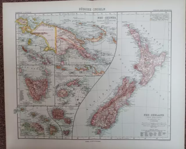 große alte Karte +Südsee-Inseln+ Kupferstich 1900 +Kolonien,Kaiser-Wilhelms-Land