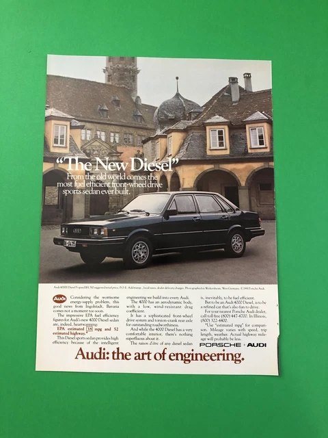 1981 1982 Audi 4000 Vintage Original Print Ad Advertisement Printed Diesel