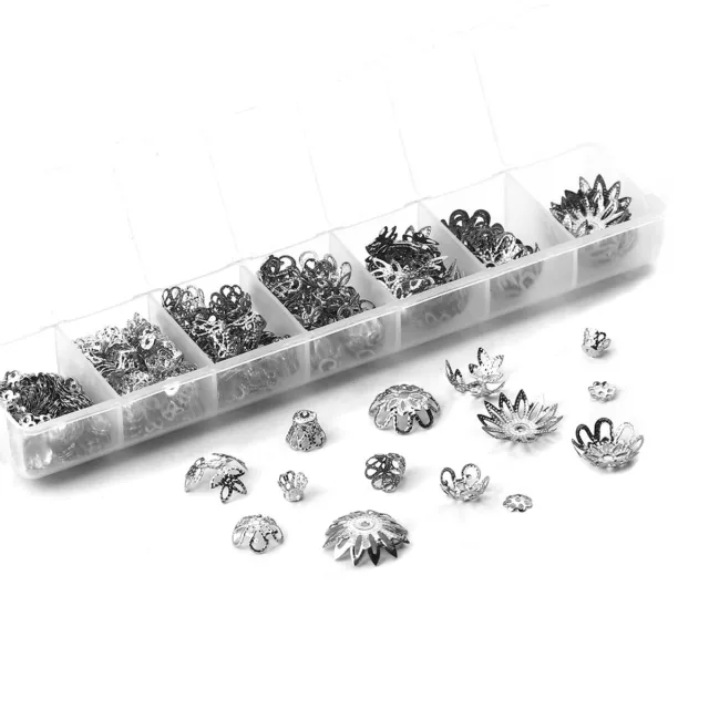 355 filigrane Perlkappen Perlenkappen 6-14 mm silber Spacer Schmuck MIX BOX V120