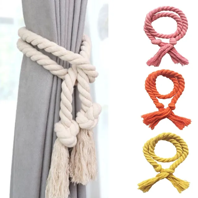 2Pcs Solid Color Curtain Holdbacks Rope Tie Backs Tassel Tiebacks Home Decor HOT