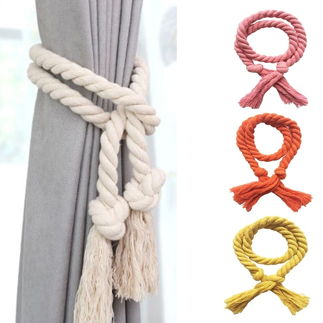2Pcs Solid Color Curtain Holdbacks Rope Tie Backs Tassel Tiebacks Home Decor US 3