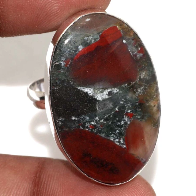African Bloodstone 925 Silver Plated Gemstone Ring US 9 Best Gift For Women GW