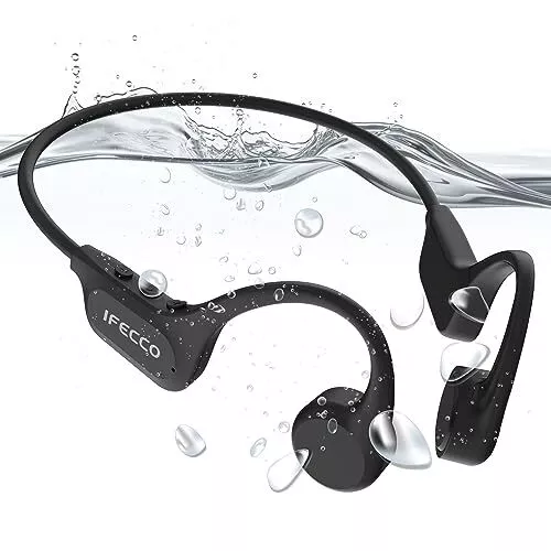 IFECCO Auriculares Conduccion Osea Natación,Bluetooth 5.3 IP68 Impermeables Auri