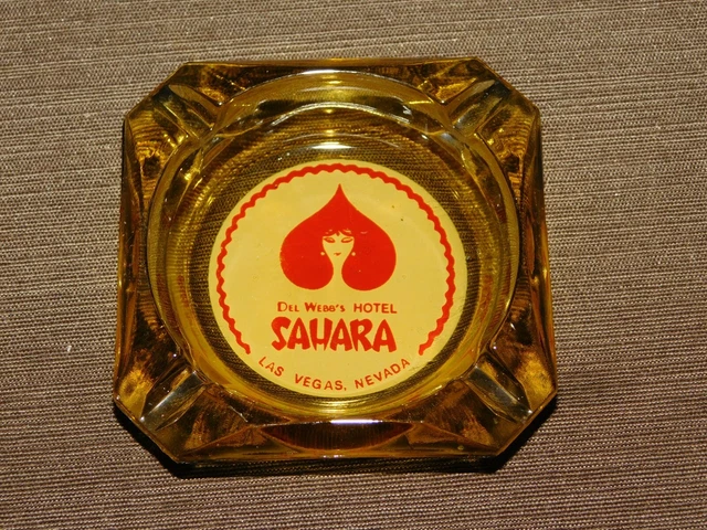 Vintage Tobacco Casino 3 1/2" Across Sahara Hotel Las Vegas Nevada Glass Ashtray