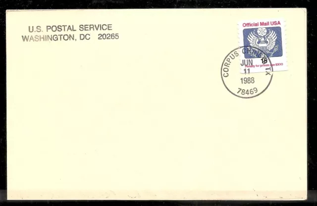 US SC # O138a courrier officiel FDC. Sur carte, pas de cachet.