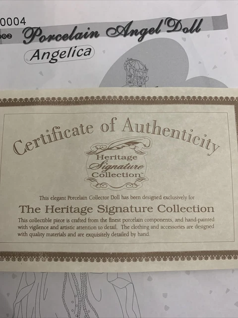 2002 NIB THE HERITAGE SIGNATURE COLLECTION Porcelain Angel Doll Angelica #80004 9